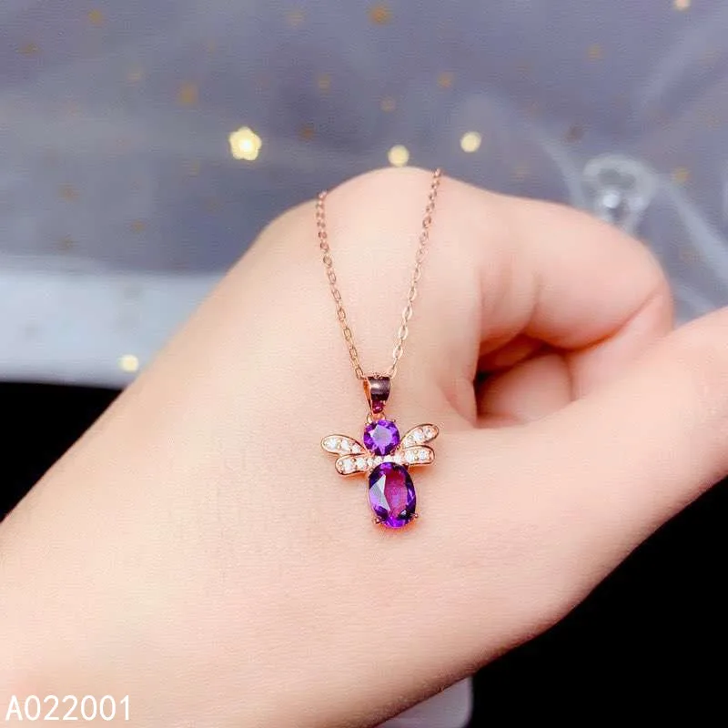 

KJJEAXCMY fine jewelry Amethyst 925 sterling silver women pendant necklace chain beautiful