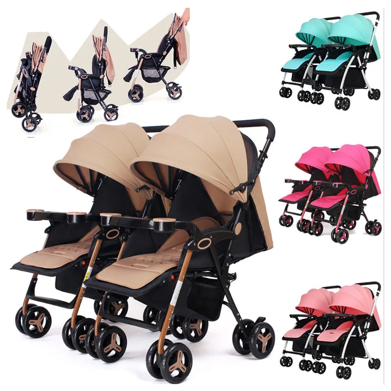 Twins Baby Stroller Can Split Sitting Lying Double Baby Stroller for Twins Light Four Wheels Pram Pushchair Travel Car Stroller