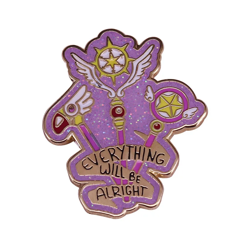 Everything will be alright enamel pin Cardcaptor Sakura invincible spell brooch magic wand badge | Украшения и аксессуары