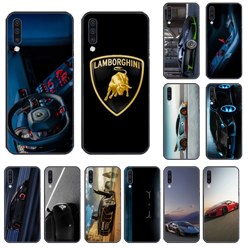 Роскошный черный резиновый чехол для телефона Samsung A50 Super Run Lamborghini из ТПУ 60 70 A6 A8 2018
