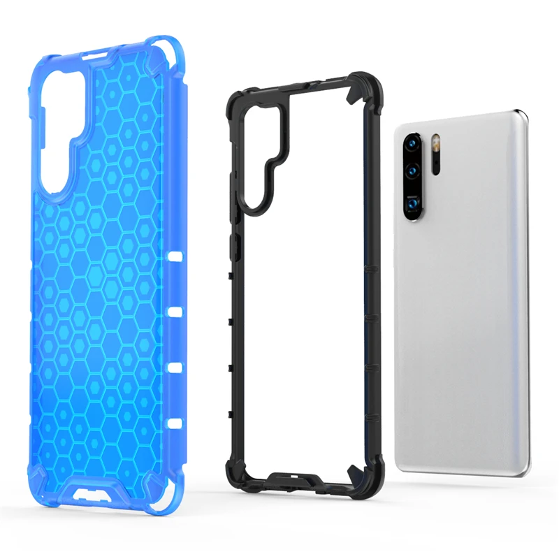 Beehive Pattern Case For Huawei P30 Lite Pro Honeycomb Transparent Airbag Shockproof Cover Nova 5i Mate 20 30 hard |