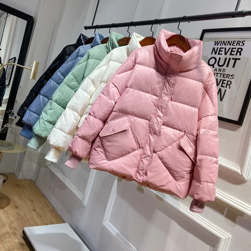 Женская куртка на белом утином пуху Fitaylor свободная парка со стоячим воротником