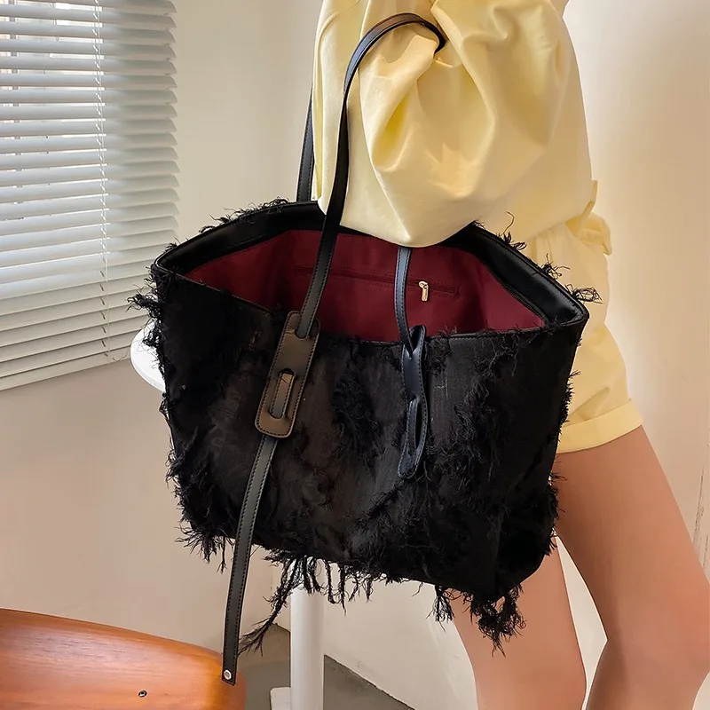 

Canvas Bag Women's Shoulder Bag Trends 2021 Style Fashion Net Red Women's Bag Summer Large Capacity Wild Commuter Tote Bag