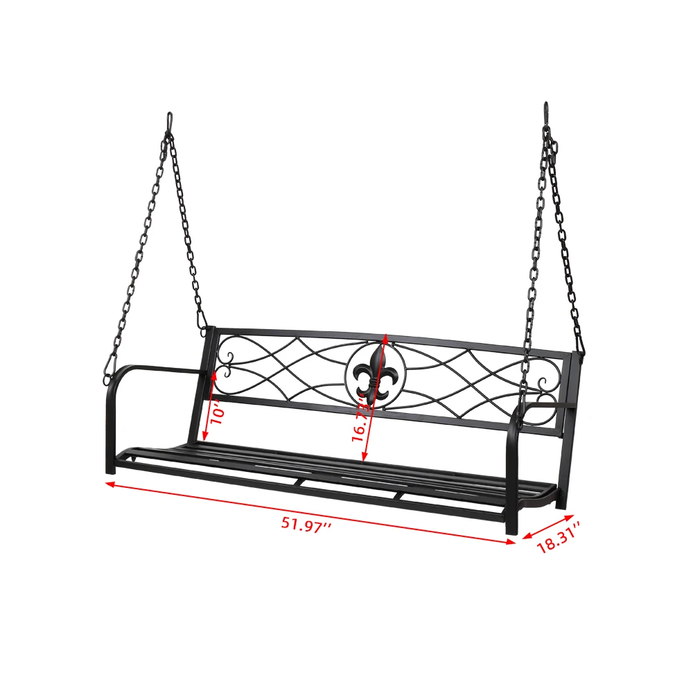 

(Ship From USA) Outdoor Patio Swing Flat Tube Double Swing Chair Back Thin/Thick Line Black/Bronze Brush Color Frame Swing Chair