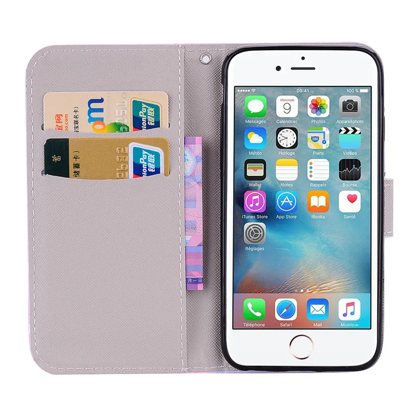Leather Wallet Case for Fundas IPhone 11 Coque 5 6 6S 7 8 Plus SE X XR Pro XS Max Cover Cartoon Flip Book House | Мобильные телефоны