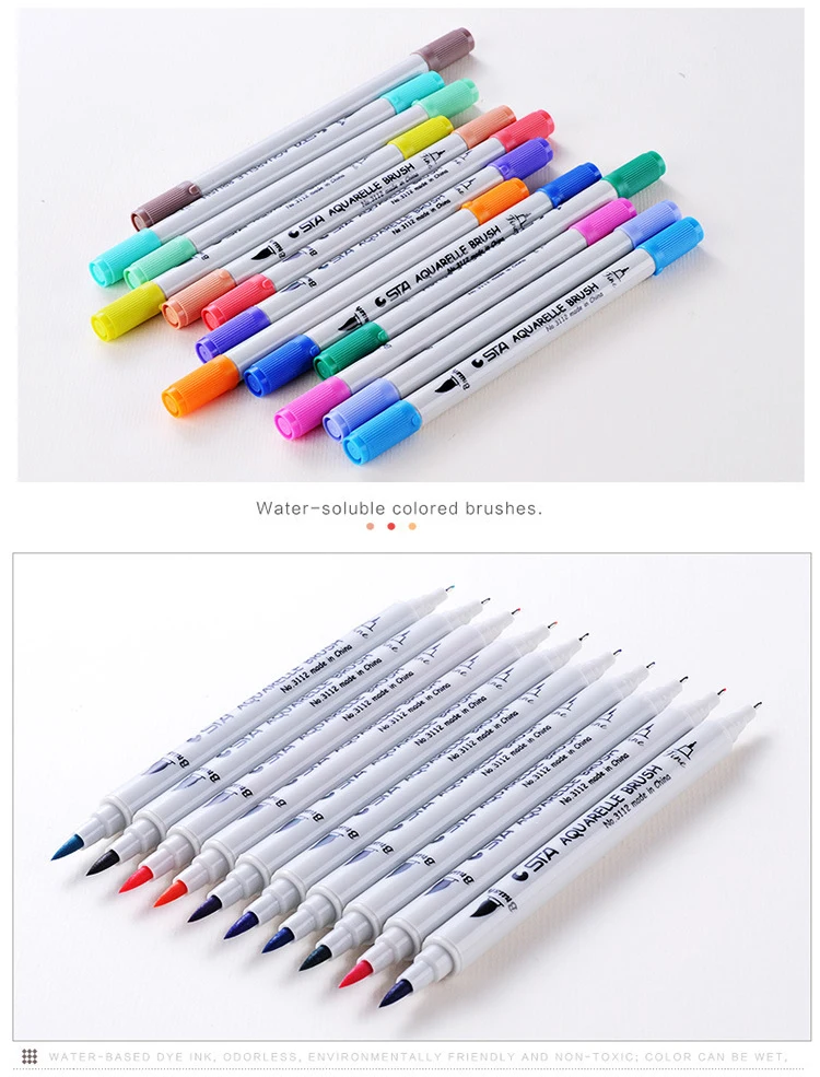 

24 Colors Double Head Artist Soluble Colored Sketch Marker Brush Pen Set For Drawing Design Paints Art Marker Supplies