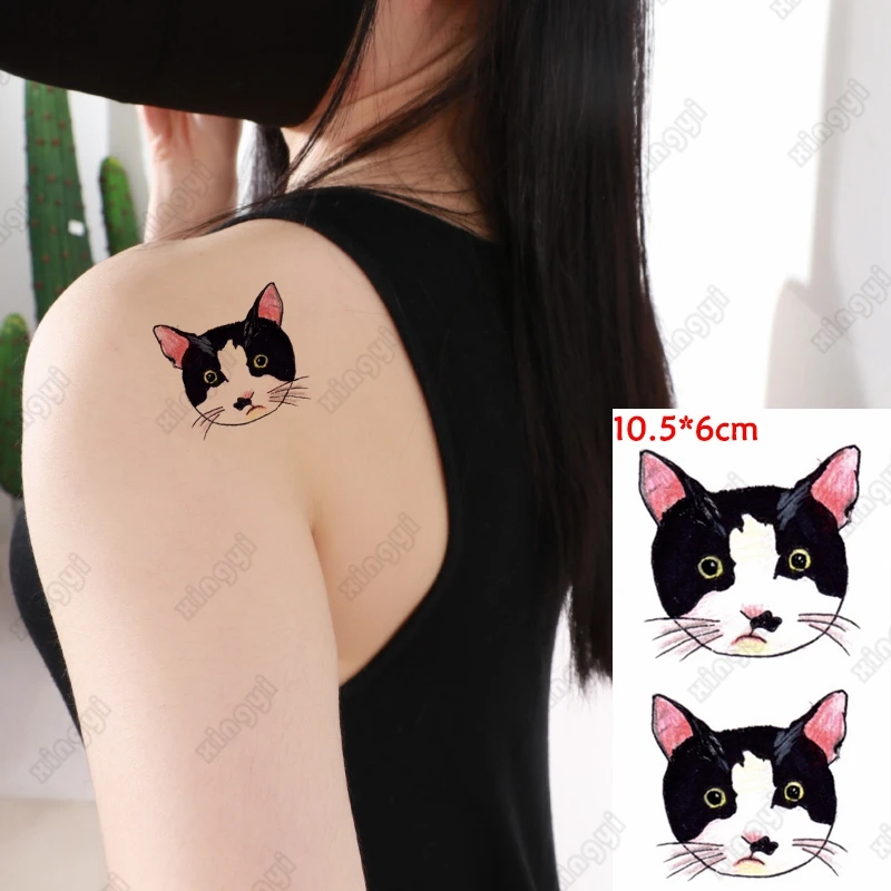 Водостойкая временная татуировка милые наклейки из мультфильмов Crayon Cat Tatoo