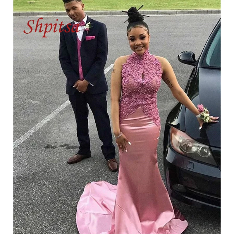

Sexy Long Lace Evening Dresses Party Mermaid Women Plus Size African Satin Beaded Prom Formal Evening Gowns Dresses