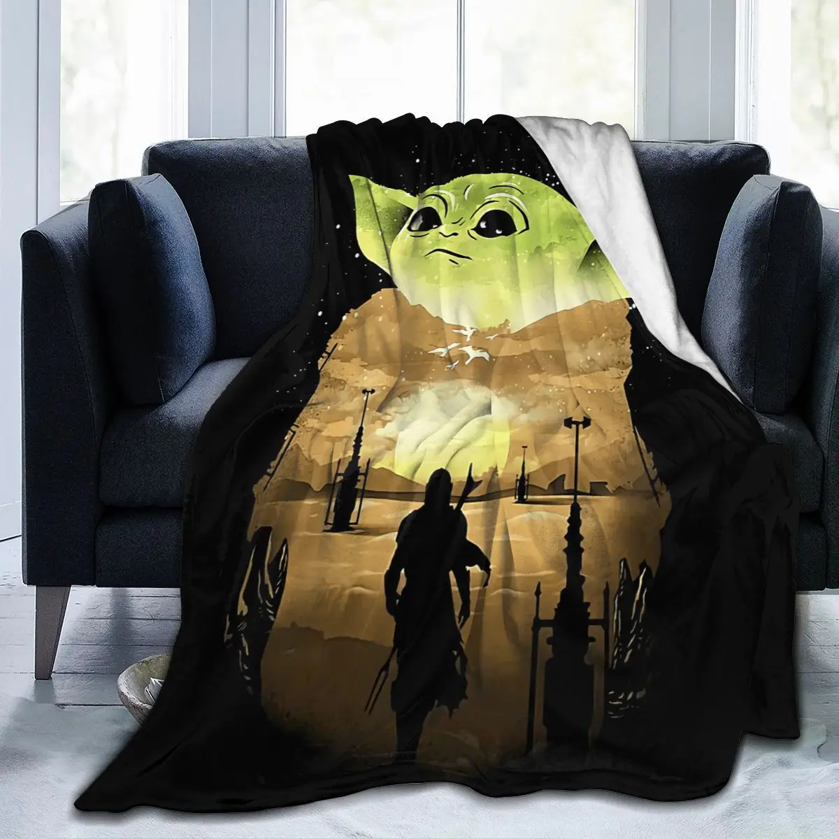 

3D-Printed Blanket Baby-Yoda-Star-Wars Flannel Blanket Bed Throw Soft Cartoon Printed Bedspread Bedspread Sofa Gift