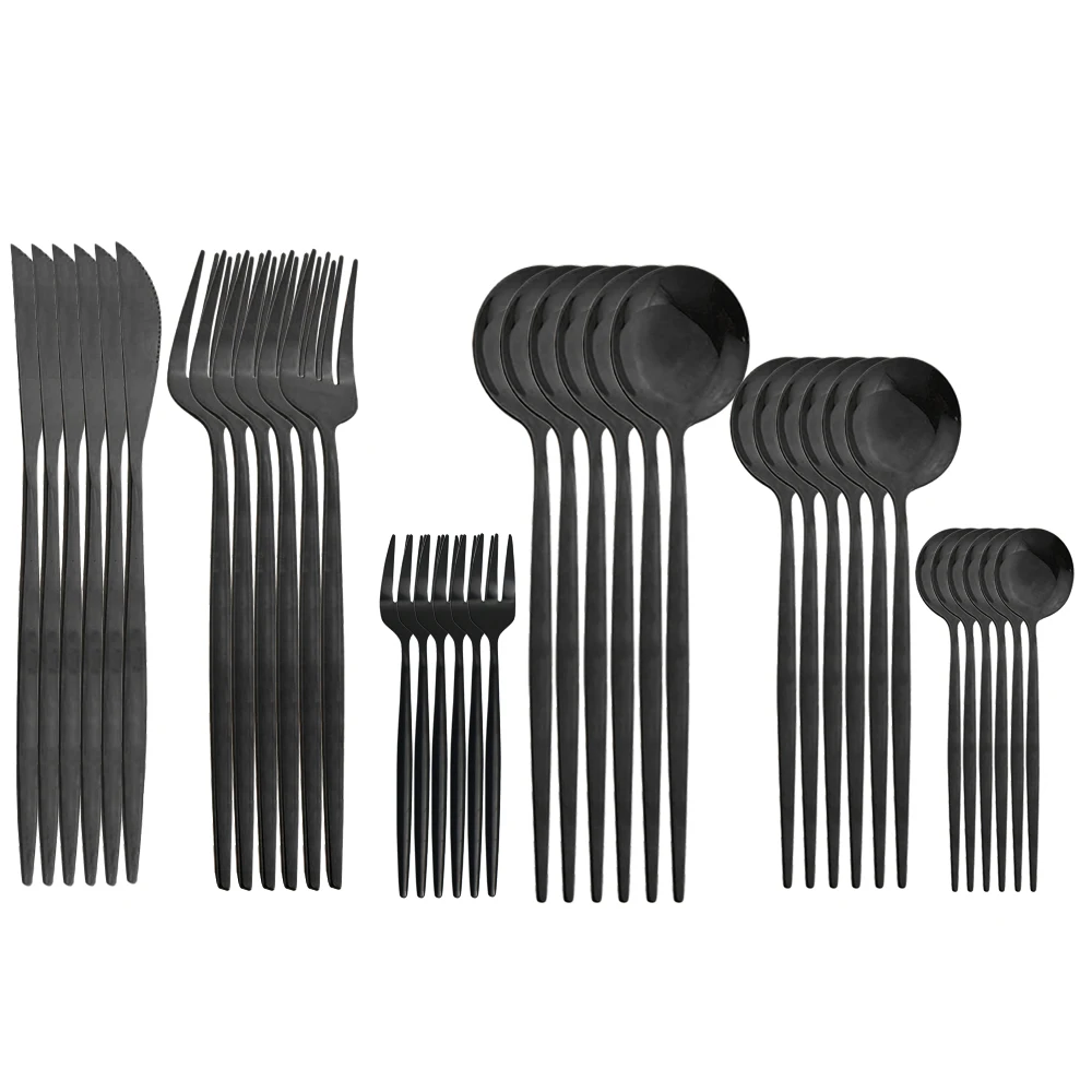 Набор столовых приборов из нержавеющей стали на 36 предметов: ножи, вилки, ложки, столовые приборы, посуда для кухни, торты и фрукты.