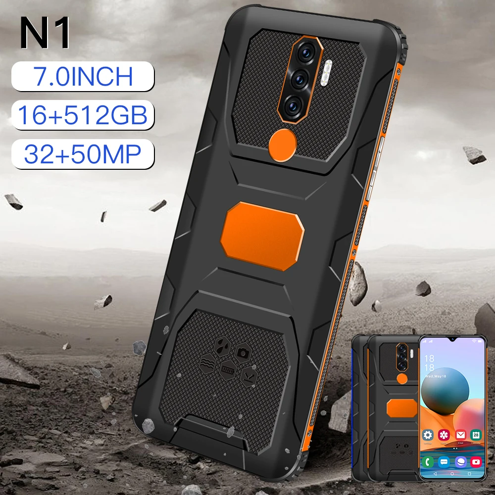 

New Arrival N1 7.0 Inch Drop Screen Smart Phone 16+512GB Fingerprint Unlock 32+50MP 10 Core CPU Qualcomm 888 Andriod 11 Celular