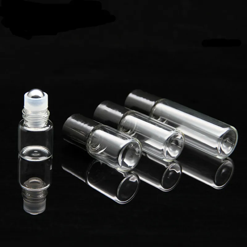 50pcs/lot 1ml-10ml Clear/Amber Glass Roll on Bottles with Thin Glass Roller and Glass/Metal Ball - Perfect for Essential Oil Vials image 4