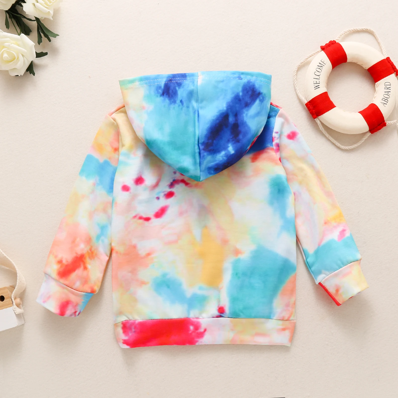 Boys' Hoodie, Kid's Letter Printed Long Sleeve Pullover Tie Dyed Sweater for Children