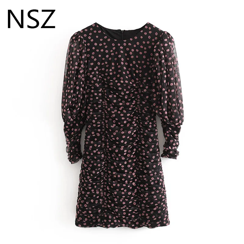NSZ женское платье с цветочной вышивкой Сетчатое Тюлевое облегающее мини круглым