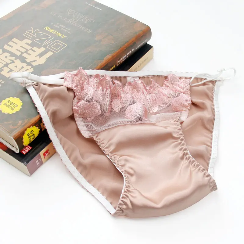 100% шелк тутового шелкопряда Женские брифы сексуальные трусики из натурального