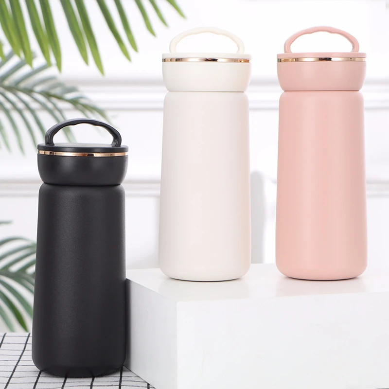 

Free Shipping Modern Simplicity Solid Colour Vacuum Flask For Lovers And Students Portable Pink Girl Heart Vacuum Cup Water Cup