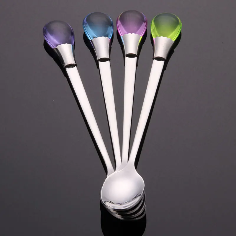 

Stainless steel water drop long handle ice spoon coffee mixing spoon spoon stainless steel coffee spoon