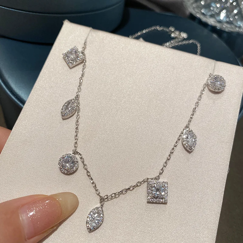 

fashion silver color cubic zircon choker necklace for women