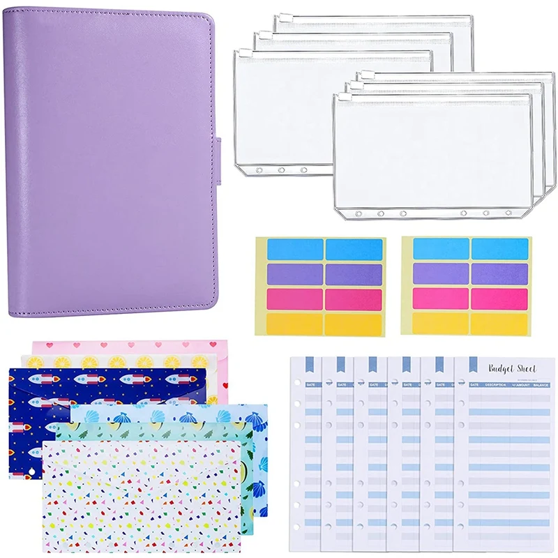 

A6 Budget Binder 12 Patterns Budget Money Envelopes With 12 Expense Budget Sheets & Self-Adhesive Label