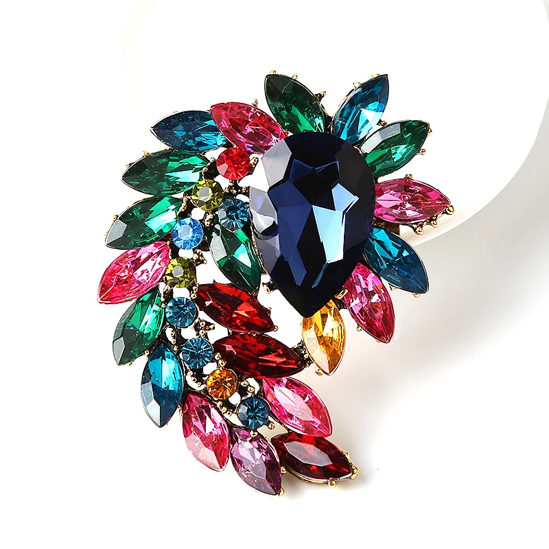Яркие броши в виде цветов со стразами для женщин и мужчин Прозрачная Круглая