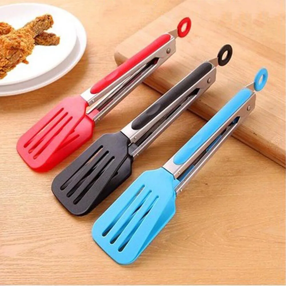 

1Pcs Stainless Steel Food Tong Kitchen Tongs Silicone Non-slip Cooking Clip Clamp BBQ Salad Tools Grill Kitchen Accessories