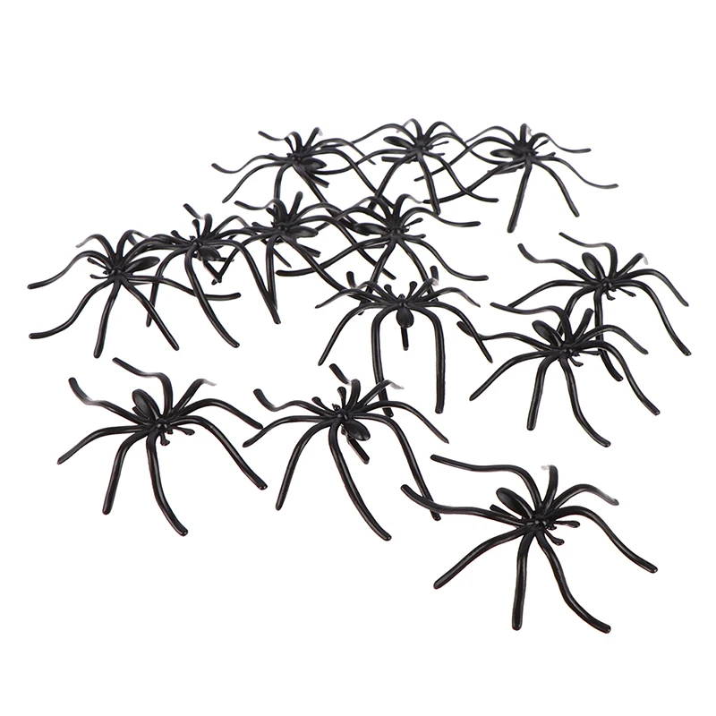 

10 шт. декоративные пауки на Хэллоуин маленькие черные пластиковые поддельные кольцо с пауком игрушки новинка забавная шутка розыгрыш реали...