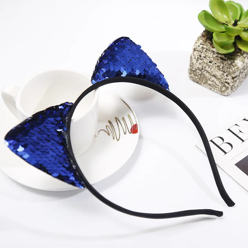 Хэллоуин Микки уха Блестки Золотые блестки кошачьи уши повязка для волос обруч