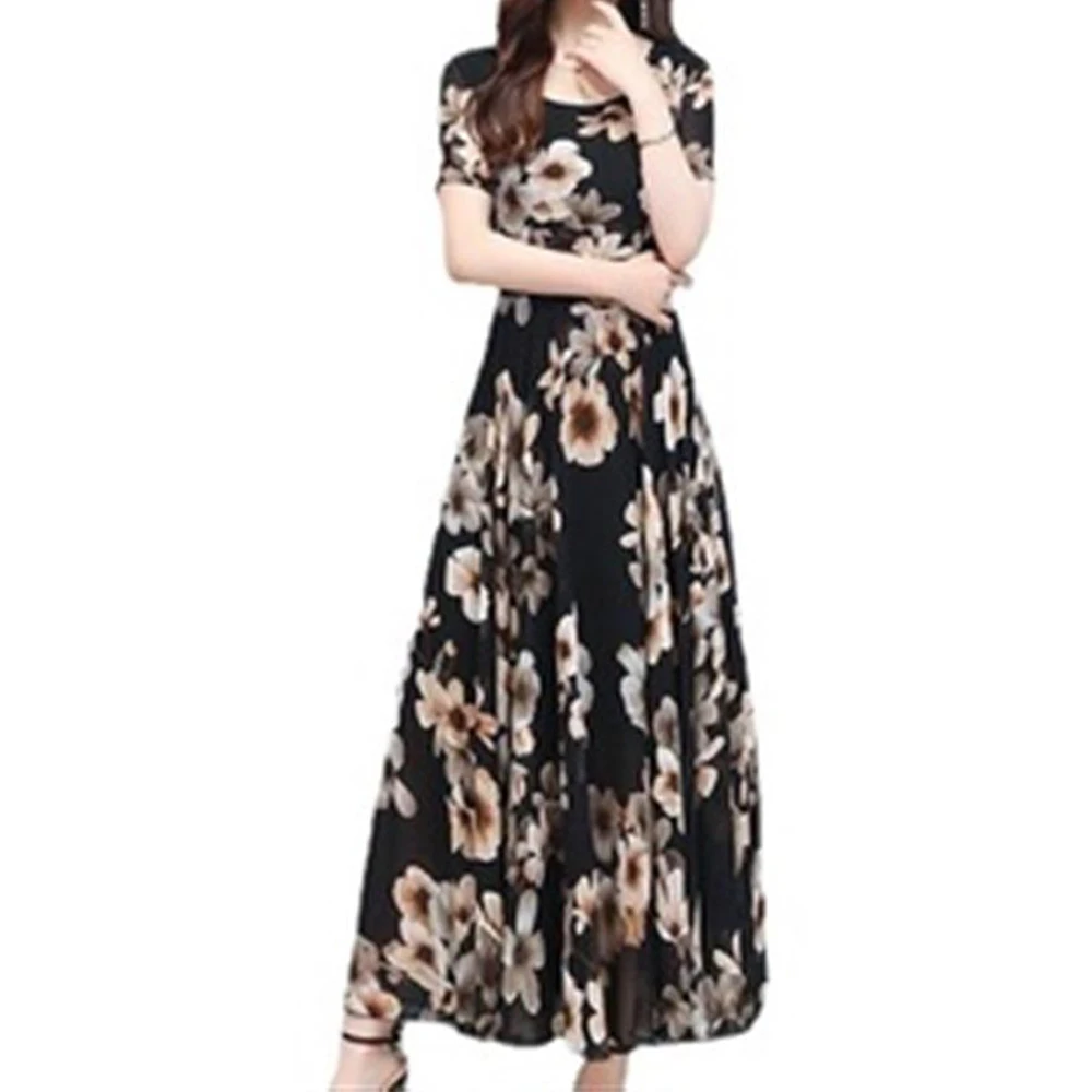 

Летний новый тип 2021 подтяжки талии шоу тонкий темперамент Тонкий пляжный стиль до середины икры Короткие рукава Цветочные платья для женщи...