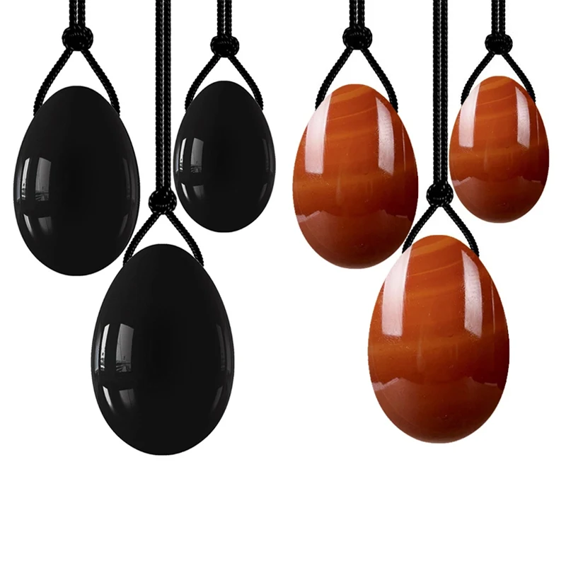 

3PCS Drilled Red Agate Jade Yoni Egg Obsidian Vaginal Balls Natural Crystal Stone Vaginal Muscle Tighten Kegel Exercise Massager