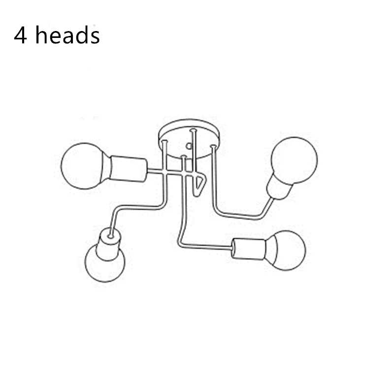 4 heads Светильник люстра люстры люстра потолочная светильники лофт люстра лофт подвесные светильники лофт декор подвесной светильник люстра для кухни светильник подвесной люстра детская люстры потолочные светильник лофтлюстры - Цвет корпуса: 4 heads