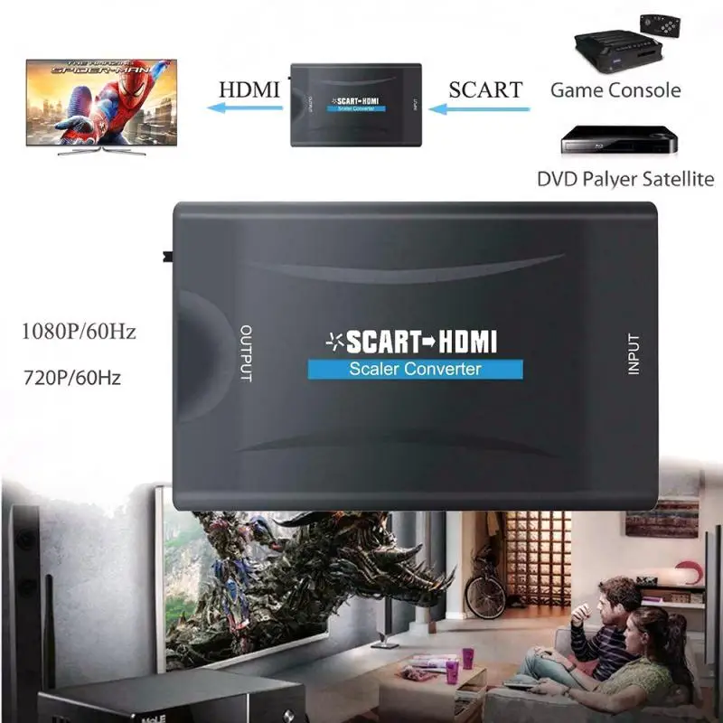 1080P SCART К HDMI совместимым видео аудио кабели высококлассный конвертер AV адаптер