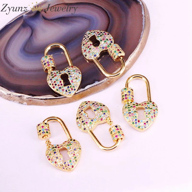 5 шт. брелок в форме сердца золотого цвета радуга CZ микрозакрепка сделай сам