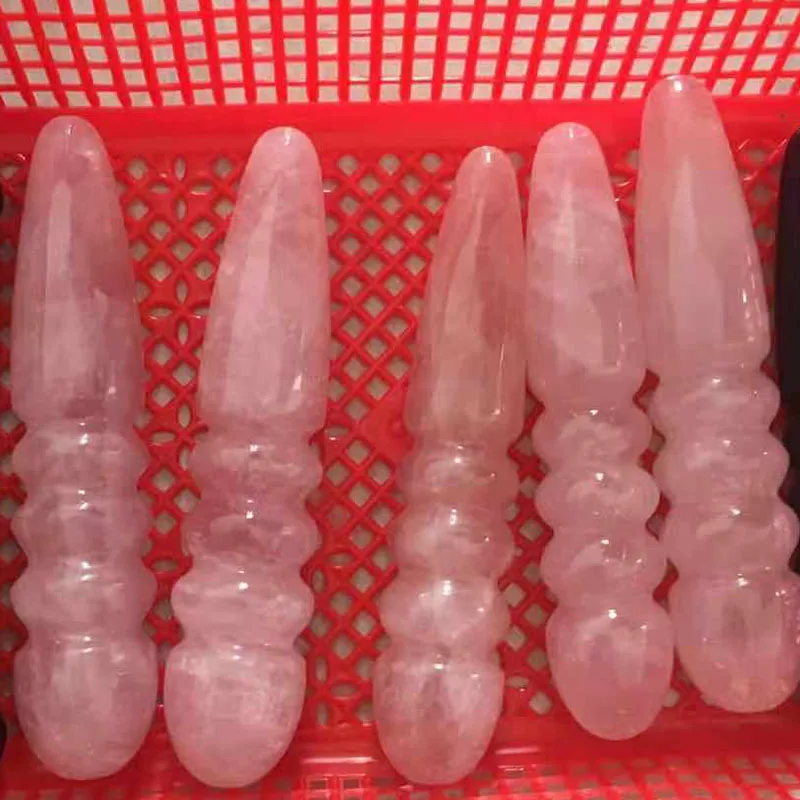 

1 Pcs natural rose quartz crystal massager wand No.5