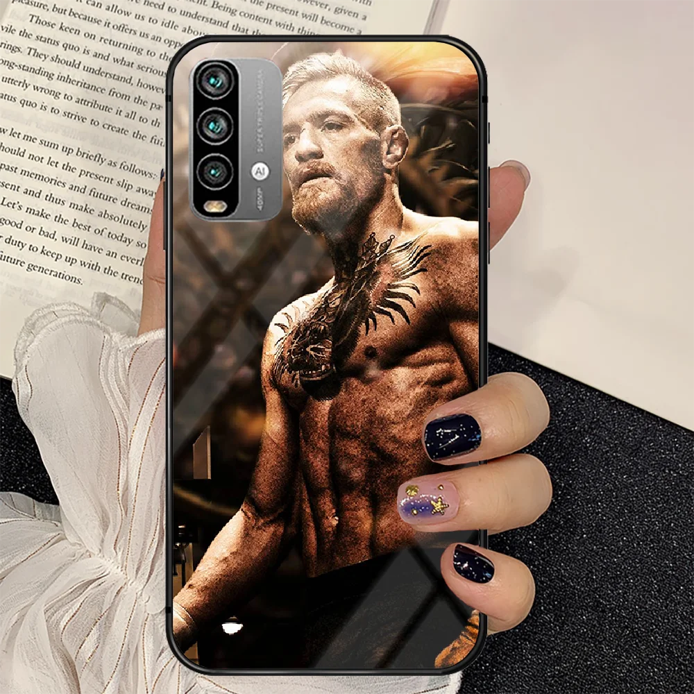 

Boxing Conor McGregor Phone Tempered Glass Case Cover For Xiaomi Redmi note k 7 8 9 10 30 40 A C T S Pro Shell 3D Black