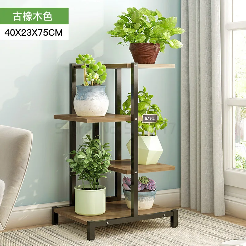 

5 Tiers Wooden Iron Bookshelf Display Shelf Home Indoor Outdoor Plant Rack Yard Garden Patio Balcony Flower Stands 60x23x125cm