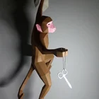 Художественные изделия, игрушки сделай сам, 3D бумажная модель обезьянки на стену, статуэтка, скульптура, бумажная ручная работа, настенное украшение для гостиной, домашний декор