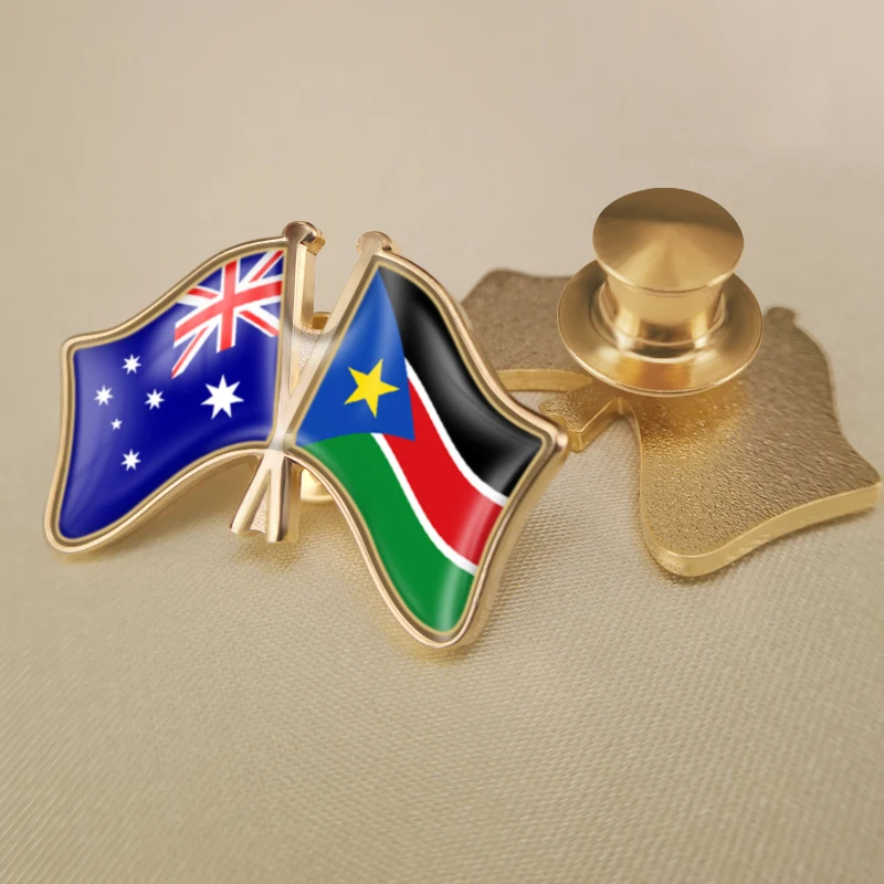 Австралия и Южный Судан перекрестные двойные искусственные броши | Украшения
