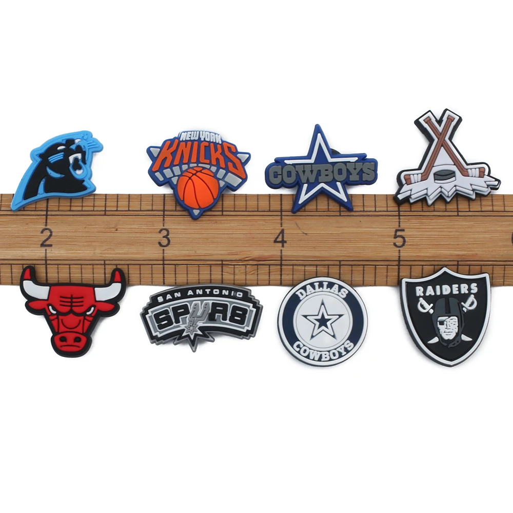 Одиночная распродажа 1 шт. ПВХ логотип команды регби подвески для обуви пряжки