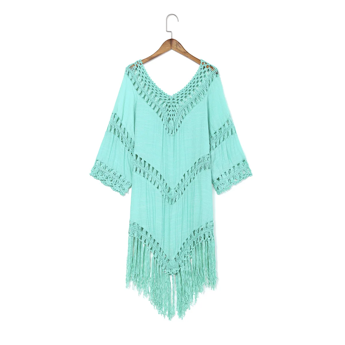 

Sexy Tassel Cover Ups Tunic Swimsuit 2021 Beach Dress Tropical Hollow Out Beachwear Black Backless Summer Swimwear New