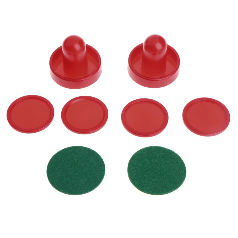 

1set Air Hockey Accessories Goalies Puck Felt Pusher Mallet Adult Table Games