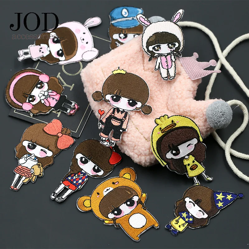 Утюжок на заплатках для одежды милая девушка мультфильм Аниме Вышивка патч