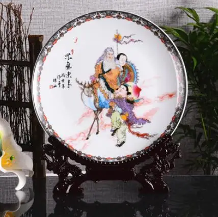 

Китайская фарфоровая тарелка Jingdezhen, изысканная тарелка с изображением оленя для пожилых людей