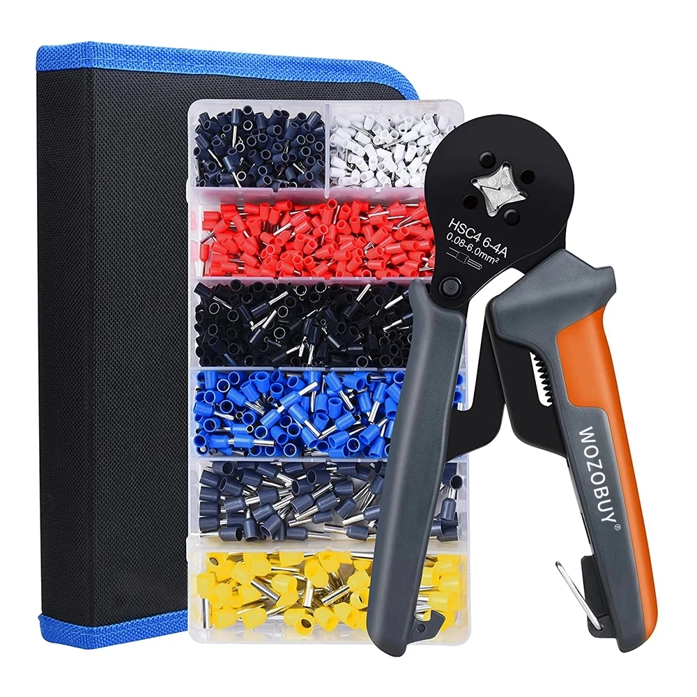 

HSC4 6-4A Ferrule Crimping Tool Kit,Self-adjusting Terminal Crimping Tool and Mini Wire Ferrule Crimper for 0.08-6.0mm²/AWG28-10