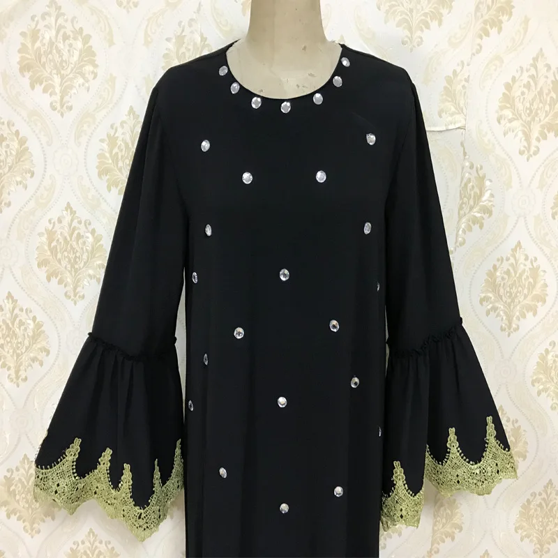 Дубай мусульманское Открытое платье абайя Женская Алмазная Верхняя одежда