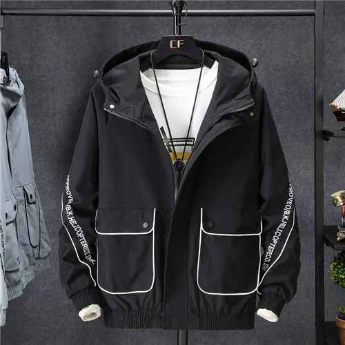 Мужская ветровка с капюшоном в стиле хип-хоп уличная одежда ретро Харадзюку