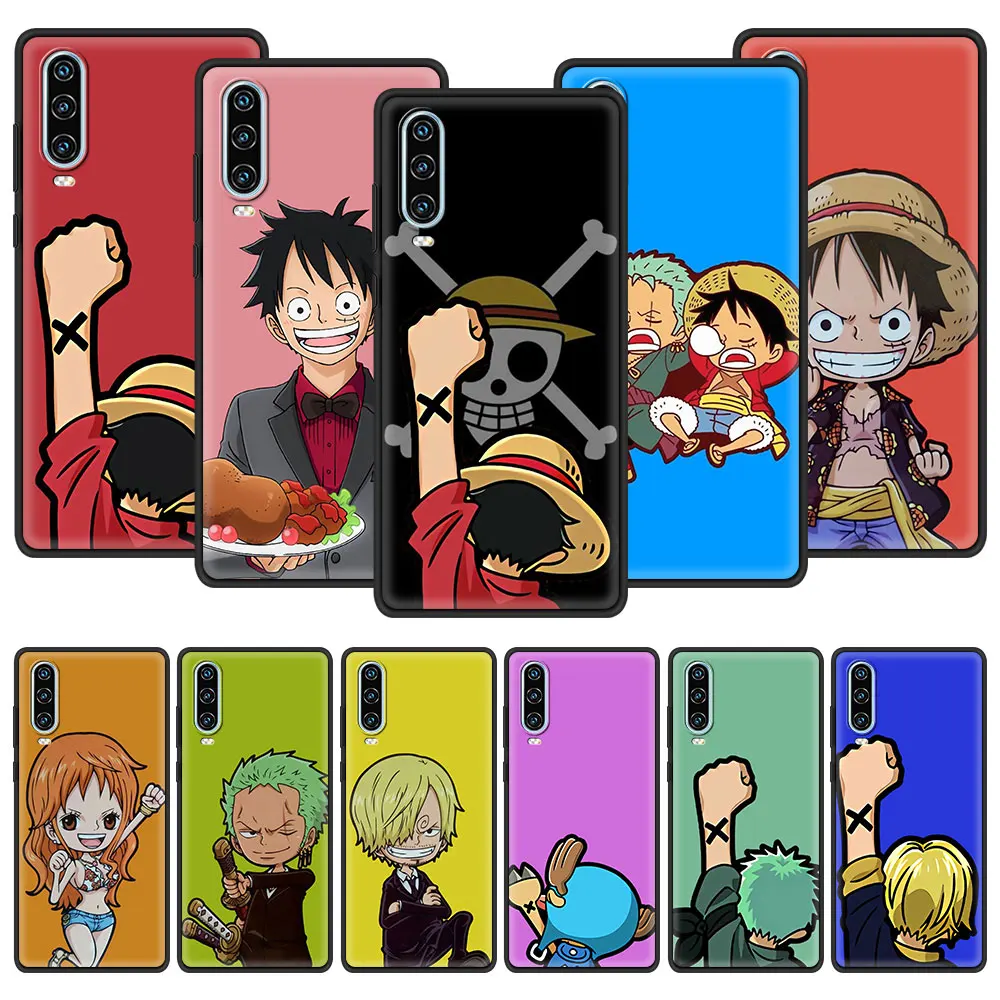 

L-Luffy-O-One-P-Piece Anime Phone Case For Huawei P30 Pro P40 Lite E P Smart Z Y6 Y7 2019 Soft Silicone Black Cover Couqe Funda