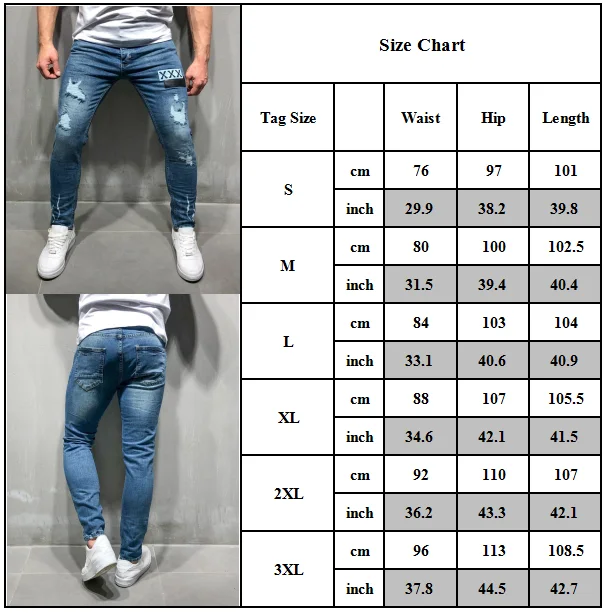 

Fashion Mens Ripped Skinny Stretch Denim Jeans Casual Slim Fit Long Pants Trouser Bottom New Style