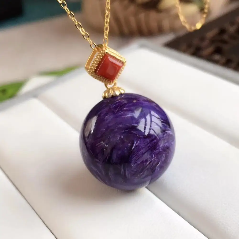 Натуральный фиолетовый шаровой шар шара Круглая Подвеска 20 мм хрустальные