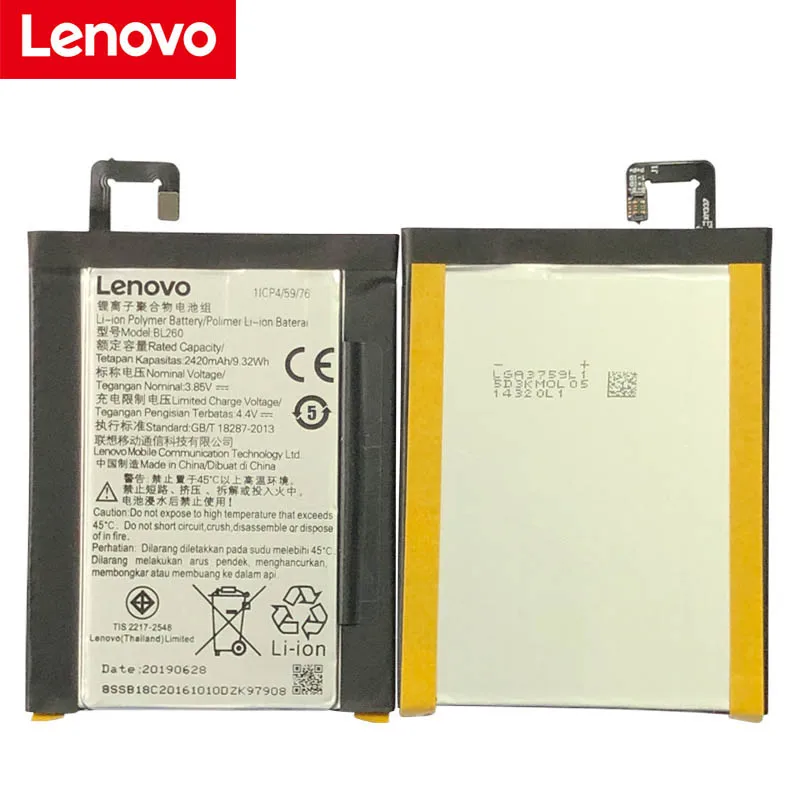 

100% Original High Quality 3.85V 2420mAh BL260 For Lenovo Vibe S1 Lite S1La40 FOR Lenovo VIBE S1 S1c50 S1a40 BL250 Battery