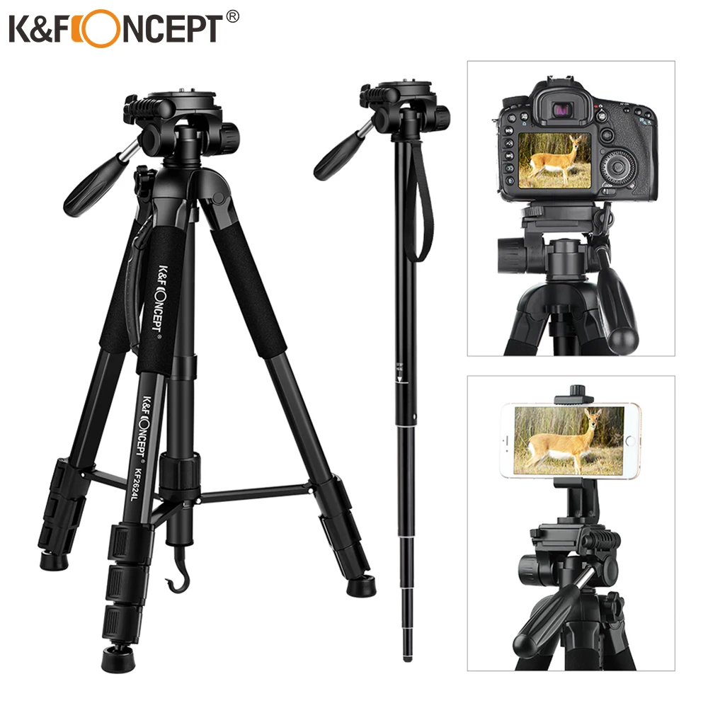 Штатив K & F Concept 68 дюймов/173 см компактный алюминиевый монопод для видеокамеры DSLR